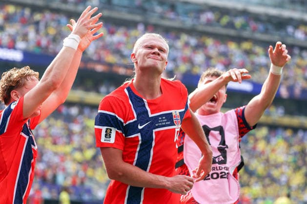 July 5, 2026, East Rutherford, Nj, United States: Erling Haaland player of Norway celerates his goal during the Round of 16 match between Brazil and Norway at the FIFA World Cup, WM, Weltmeisterschaft, Fussball at New York New Jersey Stadium, in East Rutherford, United States, on Sunday, July 05, 2026. East Rutherford United States - ZUMAv122 20260705_aap_v122_169 Copyright: xWilliamxVolcovx
