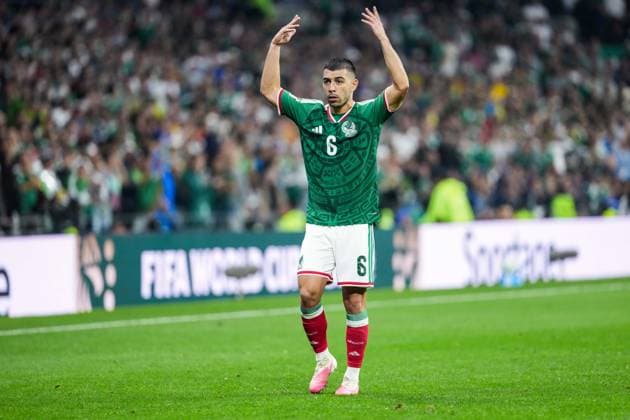Erik Lira of Mexico gestures during the FIFA Men’s World Cup 2026 round of 16 football match between Mexico and England at Mexico City Stadium, in Mexico City on July 5th 2026 (Photo by Alexandra Fechete SPP)  Copyright: xAlexandraxFechete SPPx Sportspressphoto_SPR185713