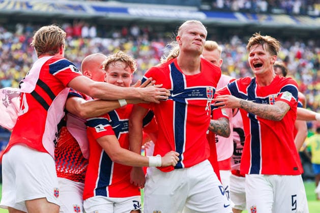 July 5, 2026, East Rutherford, Nj, United States: Erling Haaland player of Norway celebrates his second goal during the Round of 16 match between Brazil and Norway at the FIFA World Cup, WM, Weltmeisterschaft, Fussball at New York New Jersey Stadium, in East Rutherford, United States, on Sunday, July 05, 2026. East Rutherford United States - ZUMAv122 20260705_aap_v122_195 Copyright: xWilliamxVolcovx