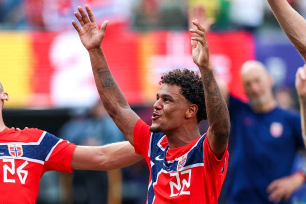 July 5, 2026, East Rutherford, Nj, United States: Oscar Bobb player of Norway celebrates qualifying for the quarterfinals after defeating Brazil 2-1 to the Round of 16 match at the FIFA World Cup, WM, Weltmeisterschaft, Fussball at New York New Jersey Stadium, in East Rutherford, United States, on Sunday, July 05, 2026. East Rutherford United States - ZUMAv122 20260705_aap_v122_202 Copyright: xWilliamxVolcovx
