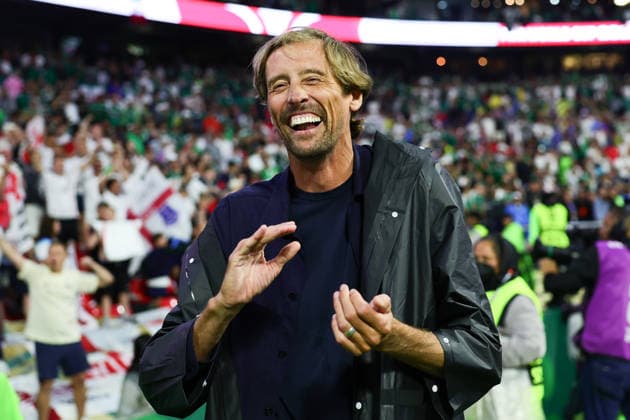 Former England player Peter Crouch celebrates after the final whistle with England winning 3-2 during the FIFA World Cup, WM, Weltmeisterschaft, Fussball 2026 last 16 match between Mexico and England at the Estadio Azteca, Mexico City, Mexico on 5 July 2026. Copyright: xPeterxDovganx 45230090