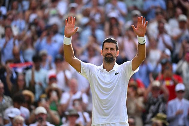 2026 Wimbledon - Novak Djokovic Novak Djokovic (SRB) during his fourth round match at the 2026 Wimbledon Championships at the AELTC in London, UK on July 5, 2026. Photo by Corinne Dubreuil ABACAPRESS.COM London  Copyright: xDubreuilxCorinne ABACAx