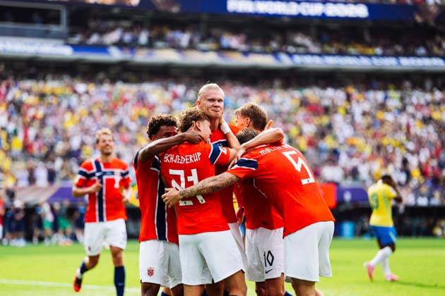 Erling Haaland of Norway celebrates after scoring a goal during the match between Brazil and Norway, valid for the round of 16 of the FIFA World Cup, WM, Weltmeisterschaft, Fussball 2026, held at MetLife Stadium, in East Rutherford, New Jersey, United States, this Sunday (5). Richard Callis Fotoarena (Richard Callis SPP)  Copyright: xRichardxCallisx xSPPx spp-en-RiCa-2980497