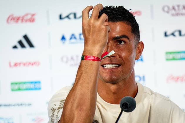 (260706) -- DALLAS, July 6, 2026 -- Cristiano Ronaldo of Portugal attends a press conference, PK, Pressekonferenz ahead of the round of 16 match between Portugal and Spain at the 2026 FIFA World Cup, WM, Weltmeisterschaft, Fussball in Dallas, the United States, on July 5, 2026. ) (SP)U.S.-DALLAS-FOOTBALL-FIFA WORLD CUP-PRESS CONFERENCE-PORTUGAL JiaxHaocheng 