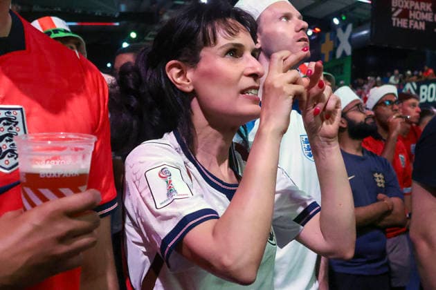 06 07 2026. London, United Kingdom. England Fans Box Park Wembley. Enland fans watch England v Mexico in the small hours on the big screen at Boxpark Wembley.  xMartynxWheatleyx xixImagesx IIM-26886-0075