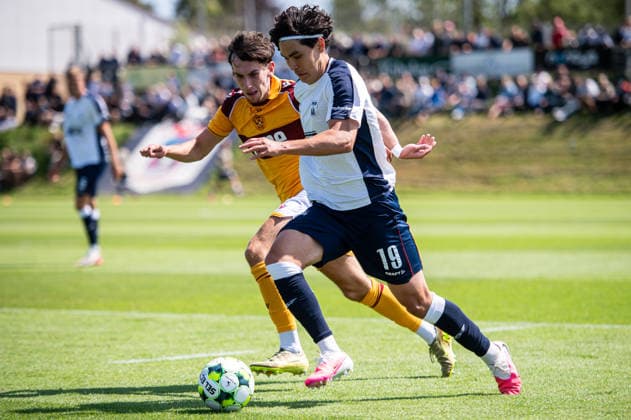 Aarhus GF v Motherwell FC, pre-season test match, Aarhus, Denmark Aarhus, Denmark. 05th, July 2026. Eric Kahl (19) of Aarhus GF seen during a pre-season test match between Aarhus GF and Motherwell FC at the AGF training facility Fredensvang in Aarhus Denmark, Aarhus, Fredensvang  Copyright: xGonzalesxPhoto MortenxKjaerx