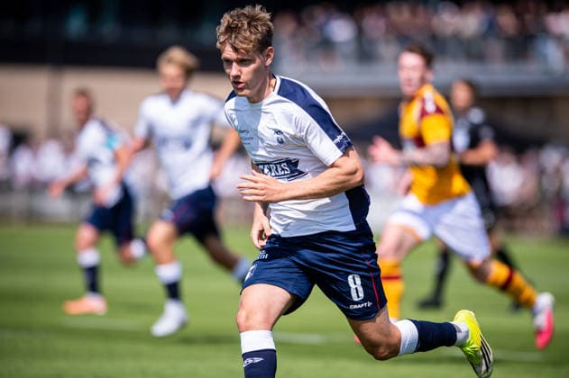 Aarhus GF v Motherwell FC, pre-season test match, Aarhus, Denmark Aarhus, Denmark. 05th, July 2026. Sebastian Jorgensen (8) of Aarhus GF seen during a pre-season test match between Aarhus GF and Motherwell FC at the AGF training facility Fredensvang in Aarhus Denmark, Aarhus, Fredensvang  Copyright: xGonzalesxPhoto MortenxKjaerx
