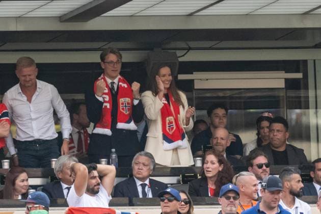 July 5, 2026, Bronx, New York, USA: Princess Ingrid Alexandra and Prince Sverre Magnus of Norway celebrate goal scored by Forward Erling Haaland (9) of Norway national team, Nationalteam (not pictured) round of 16 game between Brazil and Norway during FIFA World Cup, WM, Weltmeisterschaft, Fussball 2026 at New York New Jersey Stadium at Rutherford in New Jersey, USA on July 5, 2026. Bronx USA - ZUMAr339 20260705_znp_r339_085 Copyright: xLevxRadinx