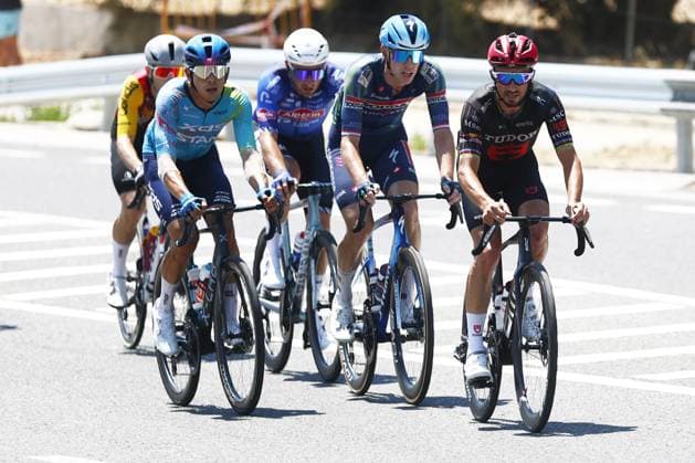 French Julian Alaphilippe of Tudor Pro Cycling Team (R) pictured in action during stage 3 of the 2026 Tour de France cycling race, a stage of 195,9km from Granollers, Spain, to Les Angles, France, Monday 06 July 2026. The 113th edition of the Tour de France starts on Saturday 4 July in Barcelona, Spain, and will finish in Paris, France on the 26th of July. POOLxLUCAxBETTINI  x180502863x