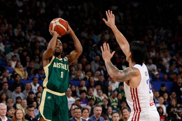 BASKETBALL AUSTRALIA PHILIPPINES, Bryce Cotton of the Australian Boomers shoots during the World Cup qualifier basketball match between Australia and the Philippines at RAC Arena in Perth, Monday, July 6, 2026. ( NO ARCHIVING, EDITORIAL USE ONLY PERTH WESTERN AUSTRALIA AUSTRALIA  Copyright: xRICHARDxWAINWRIGHTx 20260706146639347972