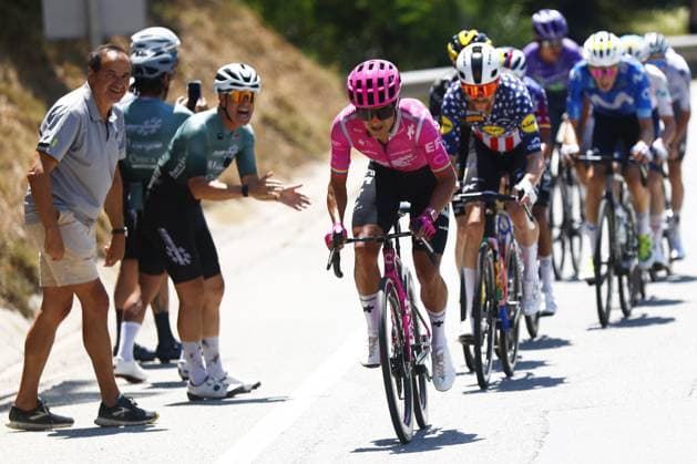 Ecuadorian Richard Carapaz of EF Education-EasyPost pictured in action during stage 3 of the 2026 Tour de France cycling race, a stage of 195,9km from Granollers, Spain, to Les Angles, France, Monday 06 July 2026. The 113th edition of the Tour de France starts on Saturday 4 July in Barcelona, Spain, and will finish in Paris, France on the 26th of July. POOLxLUCAxBETTINI  x180503254x