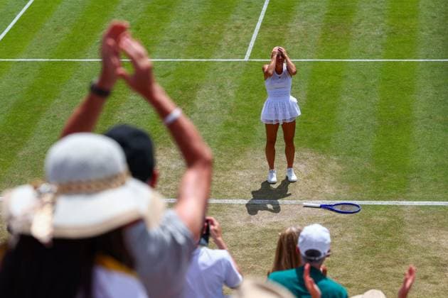 Marta Kostyuk celebrates victory in her fourth round match Wimbledon Tennis Championships, Day 8, The All England Lawn Tennis and Croquet Club, London, UK - 06 Jul 2026London The All England Lawn Tennis and United Kingdom  Copyright: xJamesxMarsh Shutterstockx 16978026am