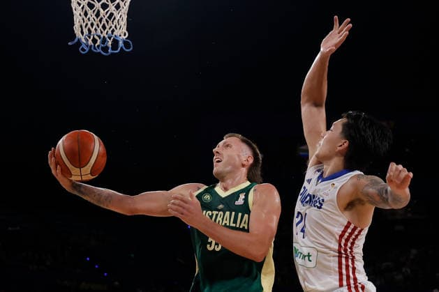 BASKETBALL AUSTRALIA PHILIPPINES, Mitch Creek of the Australian Boomers puts up a shot during the World Cup qualifier basketball match between Australia and the Philippines at RAC Arena in Perth, Monday, July 6, 2026. ( NO ARCHIVING, EDITORIAL USE ONLY PERTH WESTERN AUSTRALIA AUSTRALIA  Copyright: xRICHARDxWAINWRIGHTx 20260706194025815923