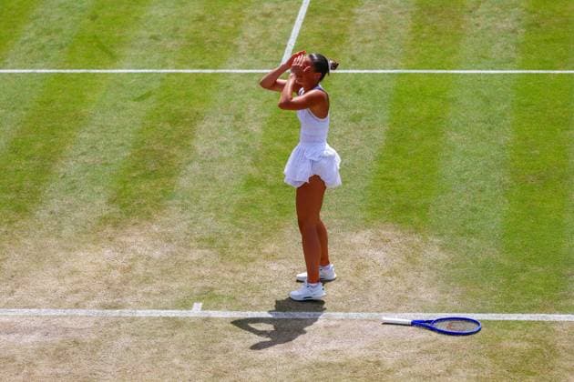 Marta Kostyuk celebrates victory in her fourth round match Wimbledon Tennis Championships, Day 8, The All England Lawn Tennis and Croquet Club, London, UK - 06 Jul 2026London The All England Lawn Tennis and United Kingdom  Copyright: xJamesxMarsh Shutterstockx 16978026aw