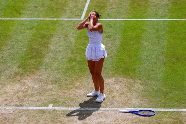 Marta Kostyuk celebrates victory in her fourth round match Wimbledon Tennis Championships, Day 8, The All England Lawn Tennis and Croquet Club, London, UK - 06 Jul 2026London The All England Lawn Tennis and United Kingdom  Copyright: xJamesxMarsh Shutterstockx 16978026au