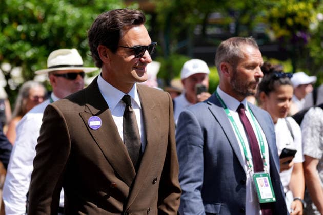2026-07-06 The Championships - Wimbledon 2026 - Day Eight LONDON, UNITED KINGDOM - JULY 6: Former tennis player Roger Federer walks around the premises during Day Eight of the The Championships - Wimbledon 2026 at All England Lawn Tennis and Croquet Club on July 6, 2026 in London, England. (Photo by Marleen Fouchier BSR Agency) London United Kingdom Content not available for redistribution in The Netherlands directly or indirectly through any third parties. Copyright: xBSRxAgencyx