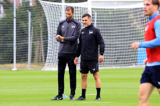 DEU, DFL, 2. FBL Hertha BSC, Training, 06.07.2026, Sportforum, Berlin, DEU, DFL, 2. FBL Hertha BSC, Training, Cheftrainer Stefan Leitl (Hertha BSC Berlin), Co-Trainer Andre Mijatovic (Hertha BSC Berlin) DFL - regulations prohibit any use of Photographs as image sequences and or quasi-video *** GER, DFL, 2nd Bundesliga Hertha BSC, Training, July 6, 2026, Sportforum, Berlin, GER, DFL, 2nd Bundesliga Hertha BSC, Training, Head Coach Stefan Leitl, Hertha BSC Berlin; Assistant Coach Andre Mijatovic, Hertha BSC Berlin. DFL regulations prohibit any use of photographs as image sequences and or quasi-video. nordphotoxGmbHx xEngler nph00076