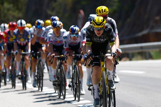 Tour de France 2026 Stage 3 LES ANGLES, FRANCE - JULY 06 : rider of team Visma I Lease a Bike leading the peloton during stage 3 of the 113rd edition of Tour de France an UCI World Tour 2.UWT cycling road race stage for Men Elite of 196 km with start in Granollers and finish in Les Agnles on July 6, 2026 in Les Angles, France, 06 07 2026 Les Angles France  Copyright: xLucaxBettinix