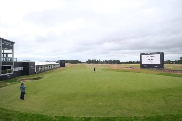 UK: The Genesis Scottish Open at The Renaissance Club, North Berwick, Scotland on 06 July 2026: Pictured: The 18th green during a practice round at the Genesis Scottish Open Championship 2026 North Berwick The Renaissance Club Scotland Scotland Copyright: xAlexxToddx