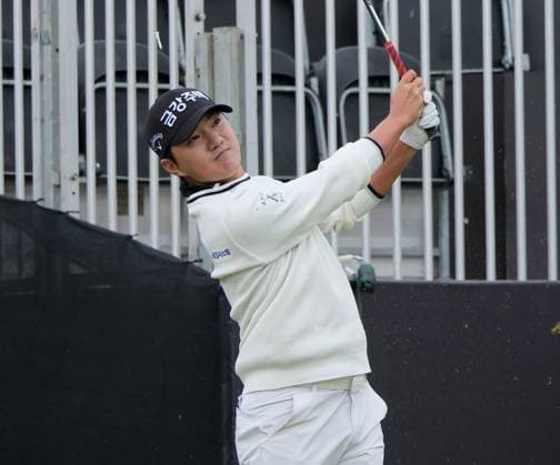 UK: The Genesis Scottish Open at The Renaissance Club, North Berwick, Scotland on 06 July 2026: Pictured: Taehoon Ok (Republic of Korea) on the 15th tee during a practice round at the Genesis Scottish Open Championship 2026 North Berwick The Renaissance Club Scotland Scotland Copyright: xAlexxToddx