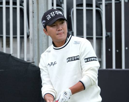 UK: The Genesis Scottish Open at The Renaissance Club, North Berwick, Scotland on 06 July 2026: Pictured: Taehoon Ok (Republic of Korea) on the 15th tee during a practice round at the Genesis Scottish Open Championship 2026 North Berwick The Renaissance Club Scotland Scotland Copyright: xAlexxToddx