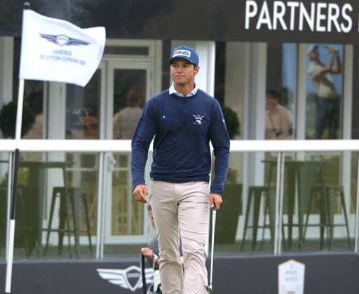 UK: The Genesis Scottish Open at The Renaissance Club, North Berwick, Scotland on 06 July 2026: Pictured: Johannes Veerman (USA) on the 18th green during a practice round at the Genesis Scottish Open Championship 2026 North Berwick The Renaissance Club Scotland Scotland Copyright: xAlexxToddx