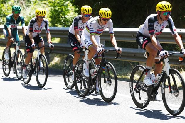 Slovenian Tadej Pogacar of UAE Team Emirates XRG pictured in action during stage 3 of the 2026 Tour de France cycling race, a stage of 195,9km from Granollers, Spain, to Les Angles, France, Monday 06 July 2026. The 113th edition of the Tour de France starts on Saturday 4 July in Barcelona, Spain, and will finish in Paris, France on the 26th of July. POOLxLUCAxBETTINI  x180509084x