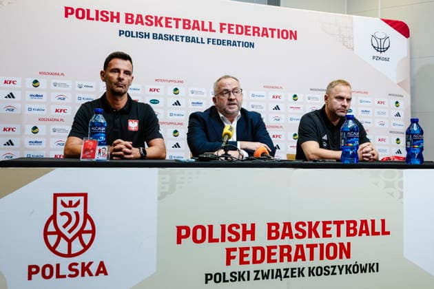 Krakow 06.07.2026 KOSZYKOWKA KOSZKADRA REPREZENTACJA POLSKI KONFERENCJA PRASOWA - - - BASKETBALL POLISH national team, Nationalteam PRACTICE press conference, PK, Pressekonferenz NZ trener coach Igor Milicic , prezes Grzegorz Bachanski president , dyrektor sportowy kadry Lukasz Koszarek , FOT. WOJCIECH FIGURSKI 058SPORT.PL NEWSPIX.PL --- newspix.pl  FOT. WOJCIECH FIGURSKI 058SPORT.PL