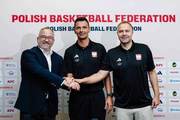 Krakow 06.07.2026 KOSZYKOWKA KOSZKADRA REPREZENTACJA POLSKI KONFERENCJA PRASOWA - - - BASKETBALL POLISH national team, Nationalteam PRACTICE press conference, PK, Pressekonferenz NZ trener coach Igor Milicic , prezes Grzegorz Bachanski president , dyrektor sportowy kadry Lukasz Koszarek , FOT. WOJCIECH FIGURSKI 058SPORT.PL NEWSPIX.PL --- newspix.pl  FOT. WOJCIECH FIGURSKI 058SPORT.PL