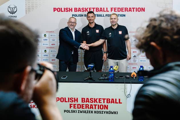 Krakow 06.07.2026 KOSZYKOWKA KOSZKADRA REPREZENTACJA POLSKI KONFERENCJA PRASOWA - - - BASKETBALL POLISH national team, Nationalteam PRACTICE press conference, PK, Pressekonferenz NZ trener coach Igor Milicic , prezes Grzegorz Bachanski president , dyrektor sportowy kadry Lukasz Koszarek , FOT. WOJCIECH FIGURSKI 058SPORT.PL NEWSPIX.PL --- newspix.pl  FOT. WOJCIECH FIGURSKI 058SPORT.PL