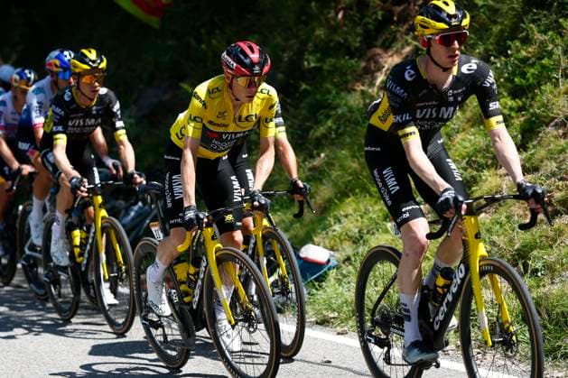 Tour de France 2026 Stage 3 LES ANGLES, FRANCE - JULY 06 : Vingegaard Jonas (DEN) of Team Visma Lease a Bike during stage 3 of the 113rd edition of Tour de France an UCI World Tour 2.UWT cycling road race stage for Men Elite of 196 km with start in Granollers and finish in Les Agnles on July 6, 2026 in Les Angles, France, 06 07 2026 Les Angles France  Copyright: xLucaxBettinix