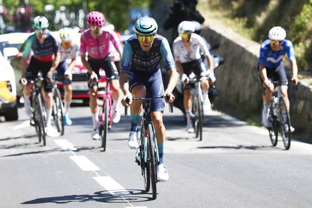 Belgian Vlad Van Mechelen of Bahrain Victorious pictured in action during stage 3 of the 2026 Tour de France cycling race, a stage of 195,9km from Granollers, Spain, to Les Angles, France, Monday 06 July 2026. The 113th edition of the Tour de France starts on Saturday 4 July in Barcelona, Spain, and will finish in Paris, France on the 26th of July. POOLxLUCAxBETTINI  x180512909x