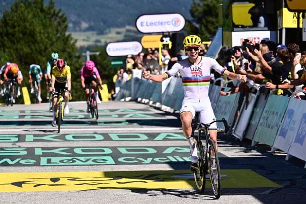Tour de France 2026 Stage 3 LES ANGLES, FRANCE - JULY 06 : Pogacar Tadej (SLO) of UAE Team Emirates - XRG wins during stage 3 of the 113rd edition of Tour de France an UCI World Tour 2.UWT cycling road race stage for Men Elite of 196 km with start in Granollers and finish in Les Angles on July 6, 2026 in Les Angles, France, 06 07 2026 Les Angles France  Copyright: xPeterxDexVoechtx