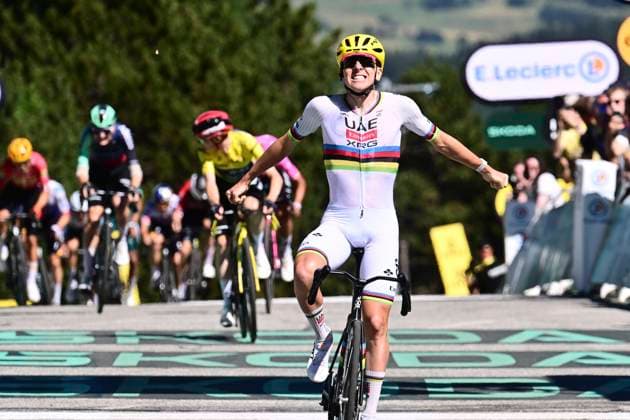 Tour de France 2026 Stage 3 LES ANGLES, FRANCE - JULY 06 : Pogacar Tadej (SLO) of UAE Team Emirates - XRG wins during stage 3 of the 113rd edition of Tour de France an UCI World Tour 2.UWT cycling road race stage for Men Elite of 196 km with start in Granollers and finish in Les Angles on July 6, 2026 in Les Angles, France, 06 07 2026 Les Angles France  Copyright: xPeterxDexVoechtx