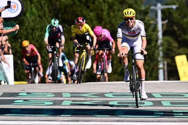 Tour de France 2026 Stage 3 LES ANGLES, FRANCE - JULY 06 : Pogacar Tadej (SLO) of UAE Team Emirates - XRG wins during stage 3 of the 113rd edition of Tour de France an UCI World Tour 2.UWT cycling road race stage for Men Elite of 196 km with start in Granollers and finish in Les Angles on July 6, 2026 in Les Angles, France, 06 07 2026 Les Angles France  Copyright: xPeterxDexVoechtx