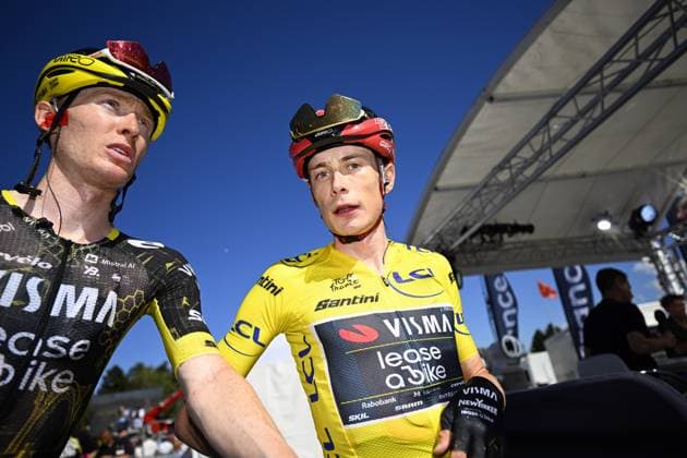Danish Jonas Vingegaard of Team Visma-Lease a Bike pictured after stage 3 of the 2026 Tour de France cycling race, a stage of 195,9km from Granollers, Spain, to Les Angles, France, Monday 06 July 2026. The 113th edition of the Tour de France starts on Saturday 4 July in Barcelona, Spain, and will finish in Paris, France on the 26th of July. POOLxTOMASxSISK  x180515483x