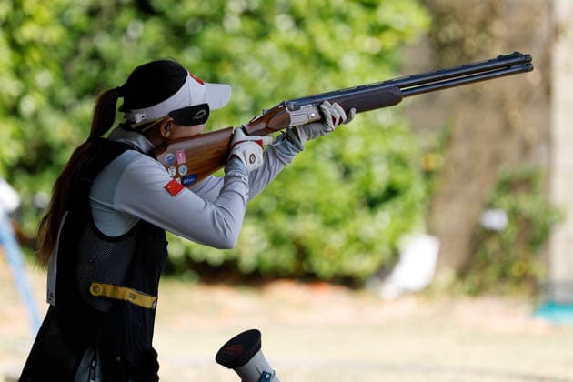 IPA86441097 - Gao Jinmei of China shoots during the second day of the ISSF World Cup Shotgun competition at the Concaverde Shooting Range on July 6, 2026, in Lonato del Garda, Italy.  Copyright: xRichardxMorgano IPAxSportx xx 86441097