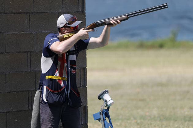 IPA86441099 - Eccleston Arran of Great Britain shoots during the second day of the ISSF World Cup Shotgun competition at the Concaverde Shooting Range on July 6, 2026, in Lonato del Garda, Italy.  Copyright: xRichardxMorgano IPAxSportx xx 86441099