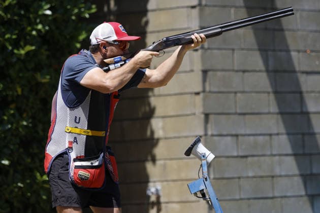 IPA86441100 - Hancock Vincent of the United States shoots during the second day of the ISSF World Cup Shotgun competition at the Concaverde Shooting Range on July 6, 2026, in Lonato del Garda, Italy.  Copyright: xRichardxMorgano IPAxSportx xx 86441100
