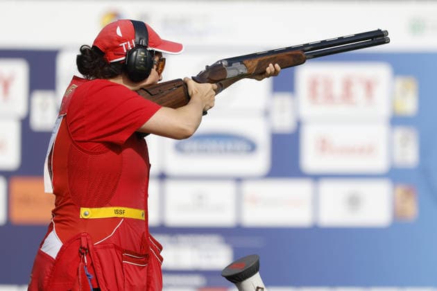IPA86441121 - Ozyaman Ozenir Cigdem of Turkey competes on the second day of the ISSF World Cup Shotgun event at the Concaverde Shooting Range on July 6, 2026, in Lonato del Garda, Italy.  Copyright: xRichardxMorgano IPAxSportx xx 86441121