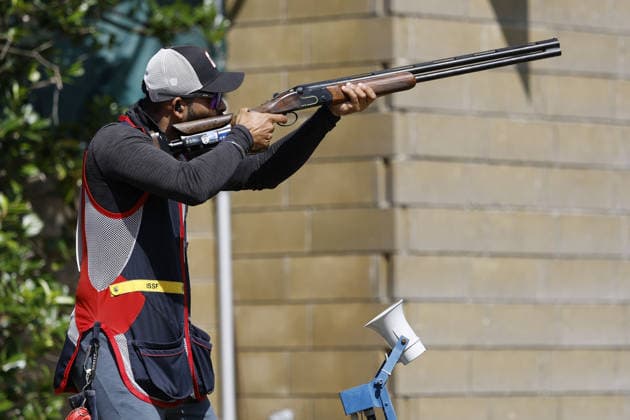 IPA86441095 - Angad Vir Singh Bajwa of Canada shoots during the second day of the ISSF World Cup Shotgun competition at the Concaverde Shooting Range on July 6, 2026, in Lonato del Garda, Italy.  Copyright: xRichardxMorgano IPAxSportx xx 86441095