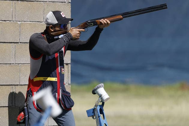 IPA86441096 - Angad Vir Singh Bajwa of Canada shoots during the second day of the ISSF World Cup Shotgun competition at the Concaverde Shooting Range on July 6, 2026, in Lonato del Garda, Italy.  Copyright: xRichardxMorgano IPAxSportx xx 86441096