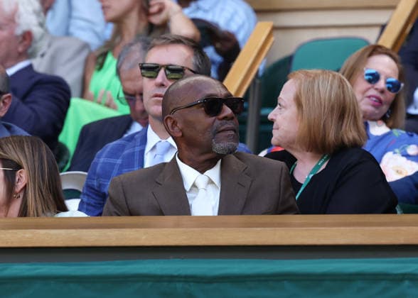 6th July 2026; All England Lawn Tennis and Croquet Club, London, England; Wimbledon Tennis Tournament, Day Eight; British comedian Sir Lenny Henry sits in the royal box JohnxPatrickxFletcher