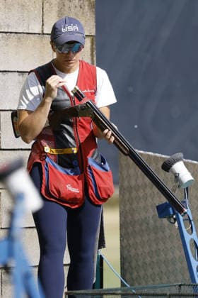 IPA86441126 - Samantha Simonton of the United States ejects shells from a shotgun during the second day of the ISSF World Cup Shotgun competition at the Concaverde Shooting Range on July 6, 2026, in Lonato del Garda, Italy.  Copyright: xRichardxMorgano IPAxSportx xx 86441126