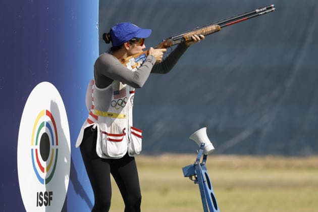IPA86441127 - Vizzi Dania Jo of the United States takes a shot during the second day of the ISSF World Cup Shotgun competition at the Concaverde Shooting Range on July 6, 2026, in Lonato del Garda, Italy.  Copyright: xRichardxMorgano IPAxSportx xx 86441127