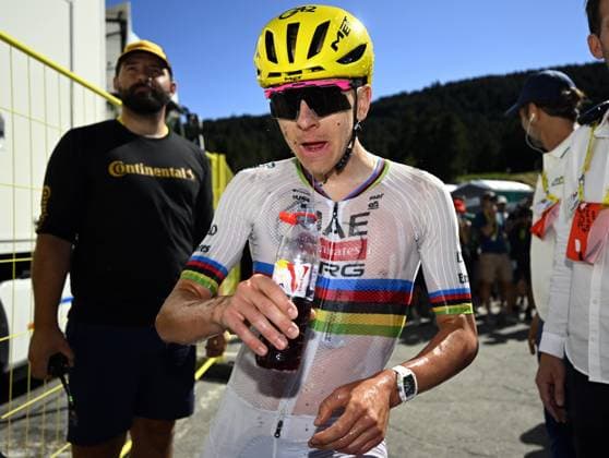 Slovenian Tadej Pogacar of UAE Team Emirates XRG celebrates after winning stage 3 of the 2026 Tour de France cycling race, a stage of 195,9km from Granollers, Spain, to Les Angles, France, Monday 06 July 2026. The 113th edition of the Tour de France starts on Saturday 4 July in Barcelona, Spain, and will finish in Paris, France on the 26th of July. POOLxTOMASxSISK  x180517486x