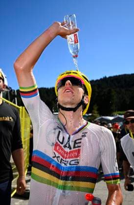 Tour de France 2026 Stage 3 LES ANGLES, FRANCE - JULY 06 : Pogacar Tadej (SLO) of UAE Team Emirates - XRG celebrates the victory after stage 3 of the 113rd edition of Tour de France an UCI World Tour 2.UWT cycling road race stage for Men Elite of 196 km with start in Granollers and finish in Les Angles on July 6, 2026 in Les Angles, France, 06 07 2026 Les Angles France  Copyright: xTomasxSiskx