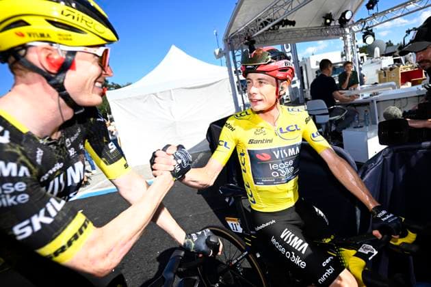 Tour de France 2026 Stage 3 LES ANGLES, FRANCE - JULY 06 : Vingegaard Jonas (DEN) of Team Visma Lease a Bike during stage 3 of the 113rd edition of Tour de France an UCI World Tour 2.UWT cycling road race stage for Men Elite of 196 km with start in Granollers and finish in Les Angles on July 6, 2026 in Les Angles, France, 06 07 2026 Les Angles France  Copyright: xTomasxSiskx