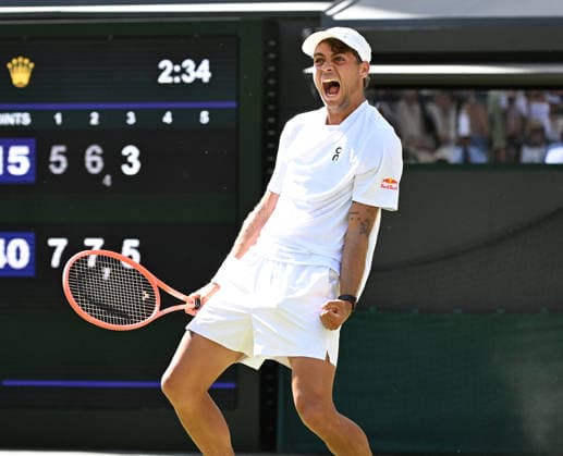 The Championships Wimbledon 2026 The Championships Wimbledon 2026 Day 8 07 07 2026 Flavio Cobolli (ITA) wins fourth round match Photo:- Roger Parker International Sports Fotos Ltd London UK Copyright: xx