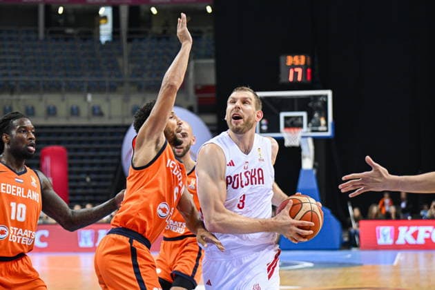 Krakow 06.07.2026. Basketball 2027 FIBA Basketball World Cup Qualifiers First Round: Poland vs. The Netherlands --- Koszykowka Eliminacje Mistrzostw Swiata FIBA 2027 - pierwsza runda: Polska - Holandia. Persons shown: Michal Sokolowski Fot. Antoni Dec Arena Akcji NEWSPIX.PL --- newspix.pl 